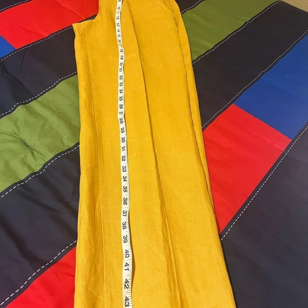 Zara High Waisted Mustard Linen Trouser Pants Size M NWT
